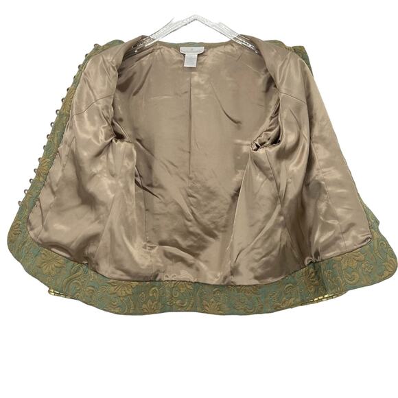 Soft Surroundings green gold floral brocade embellished evening blazer jacket S - Picture 14 of 16